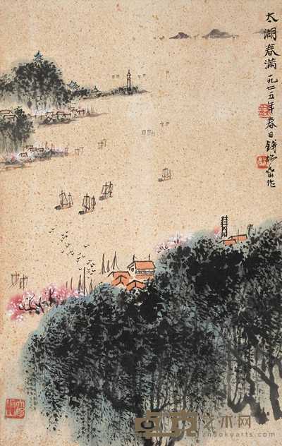 钱松嵒 1975年作 太湖春满 镜心 46.5×29.5cm